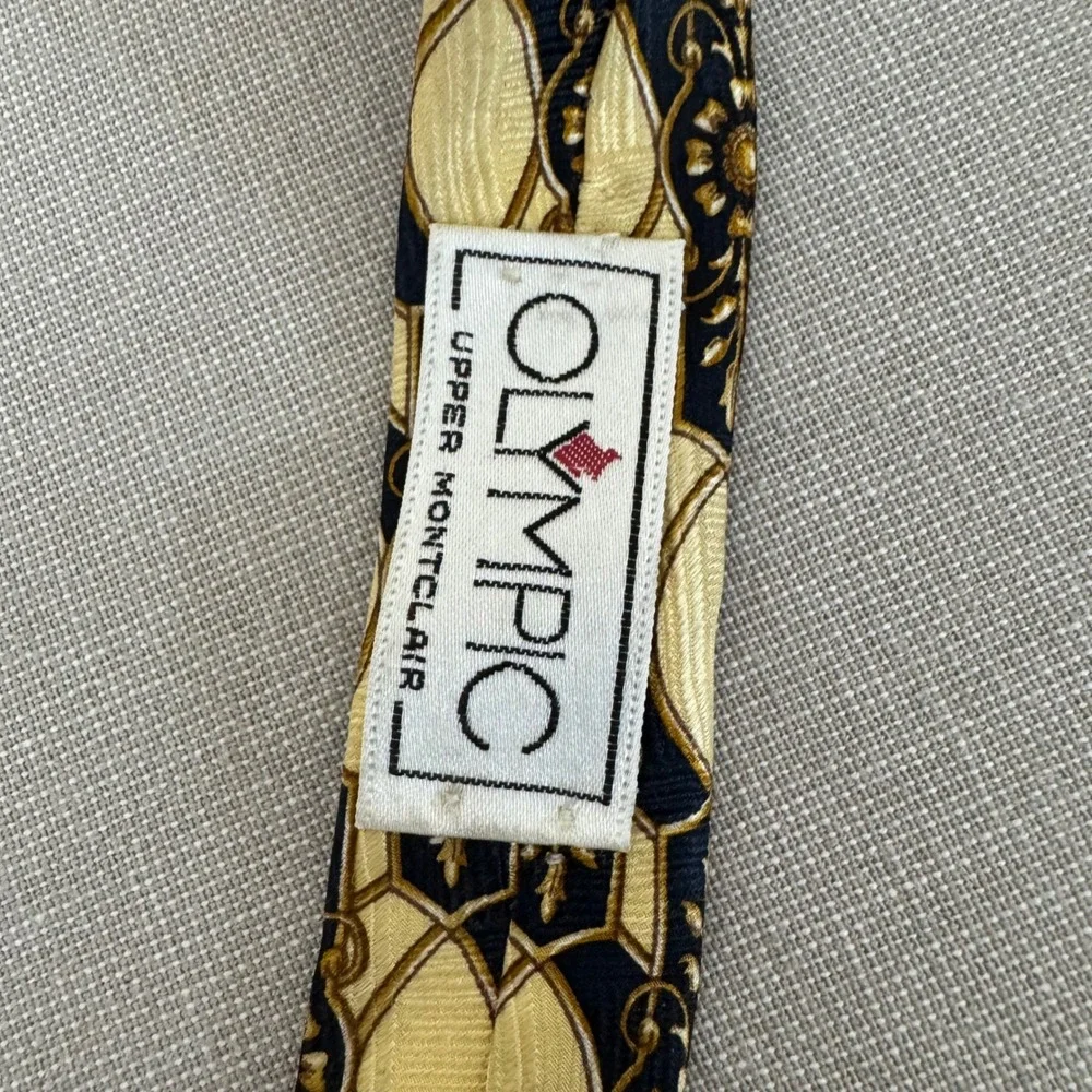 Pierre Balmain Couture Silk‎ Tie Black/Gold/Tan